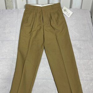 Artitec Mens Pleated Dress Pants Khaki Brown Cuffed Hem Straight Leg 32 NWT